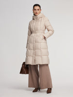 Windproof Hooded Goose Down Coat With Belt GOELIA