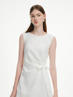 100% Linen Side Tie Women Sleeveless Maxi Dress GOELIA