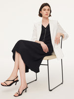Triacetate Blend V-Neck Women Sleeveless Maxi Dress GOELIA