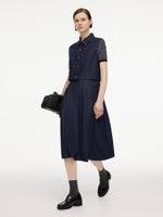 Lyocell Blend Vest And Stripe Patchwork Maxi Dress Two-Piece Set GOELIA