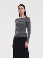 Lyocell Blend Boat Neck Women Knit Top GOELIA
