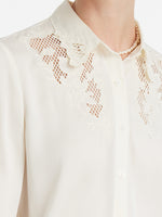 Mulberry Silk Embroidered Openwork Women Shirt GOELIA