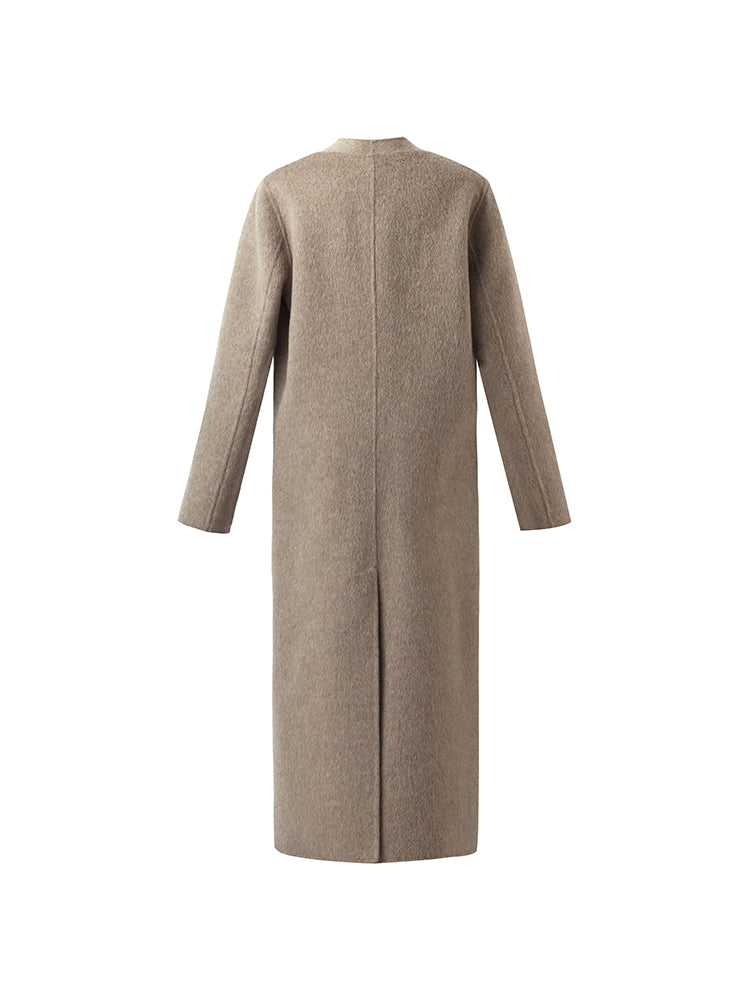 Wool Alpaca Women Overcoat With Scarf – GOELIA