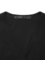 V-Neck Patchwork Pleated Women Mini Dress GOELIA