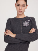 Wool Blend 3D Flower Knit Top And Skirt Two-Piece Set GOELIA