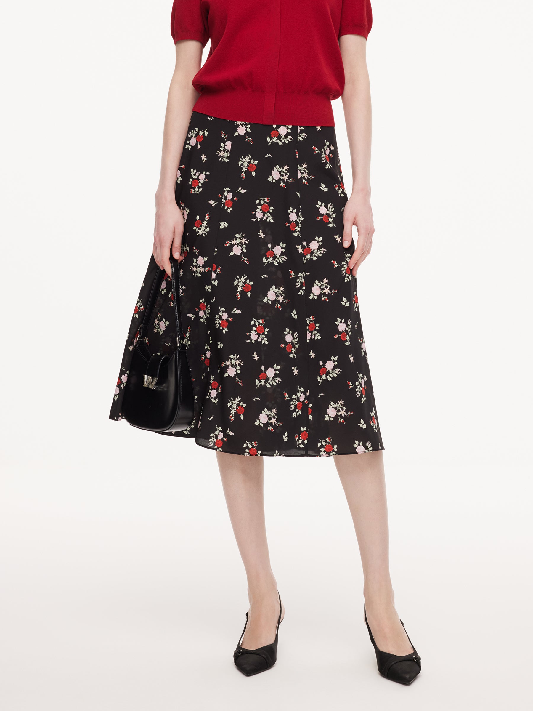 16MM Mulberry Silk Floral Print Women Skirt GOELIA