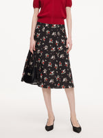 16MM Mulberry Silk Floral Print Women Skirt GOELIA