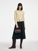 100% Merino Wool Contrasting Buttons Women Cardigan GOELIA
