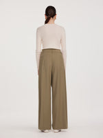 Cashmere Wool Blend Women Wide Leg Pants GOELIA