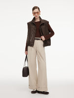 100% Cotton Stand Collar Women Zip-Up Vest GOELIA