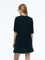 Tencel Blend Letter Print Unisex Loose T-Shirt GOELIA