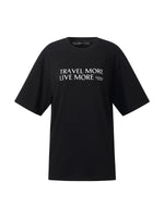 Tencel Blend Letter Print Unisex Loose T-Shirt GOELIA