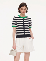 Color Block Stripe Women Embroidered Cardigan GOELIA