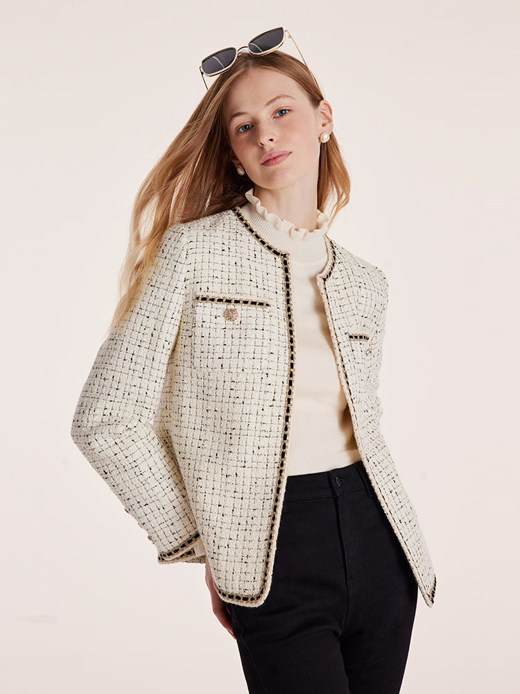 Wool-Blend Tweed Jacket With Bag – GOELIA