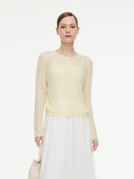 Alpaca Wool Lyocell Blend Women Lightweight Open-Knit Cardigan GOELIA