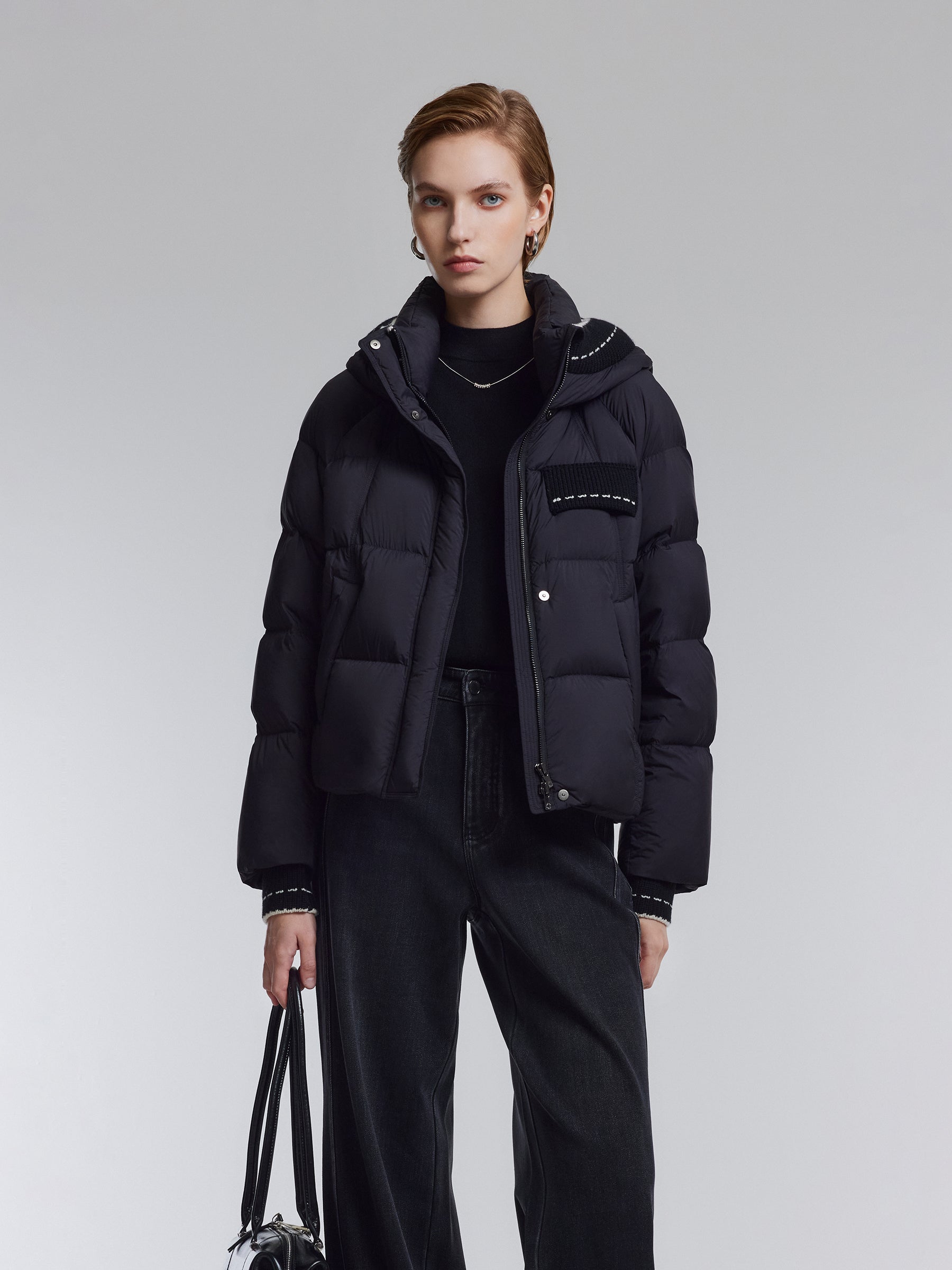 [Preview] Knit-Spliced Hooded Goose Down Jacket GOELIA
