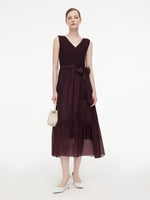 [Preview] Reversible A-Line Women Sleeveless Maxi Dress With Bowknot Ribbon GOELIA