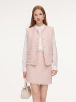 Tweed Frayed Edge Vest And Skirt Two-Piece Set GOELIA