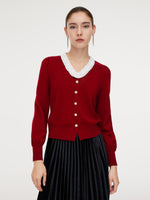 Knit Top And Velvet Pleated Skirt Two-Piece Set With Detachable Ribbon GOELIA
