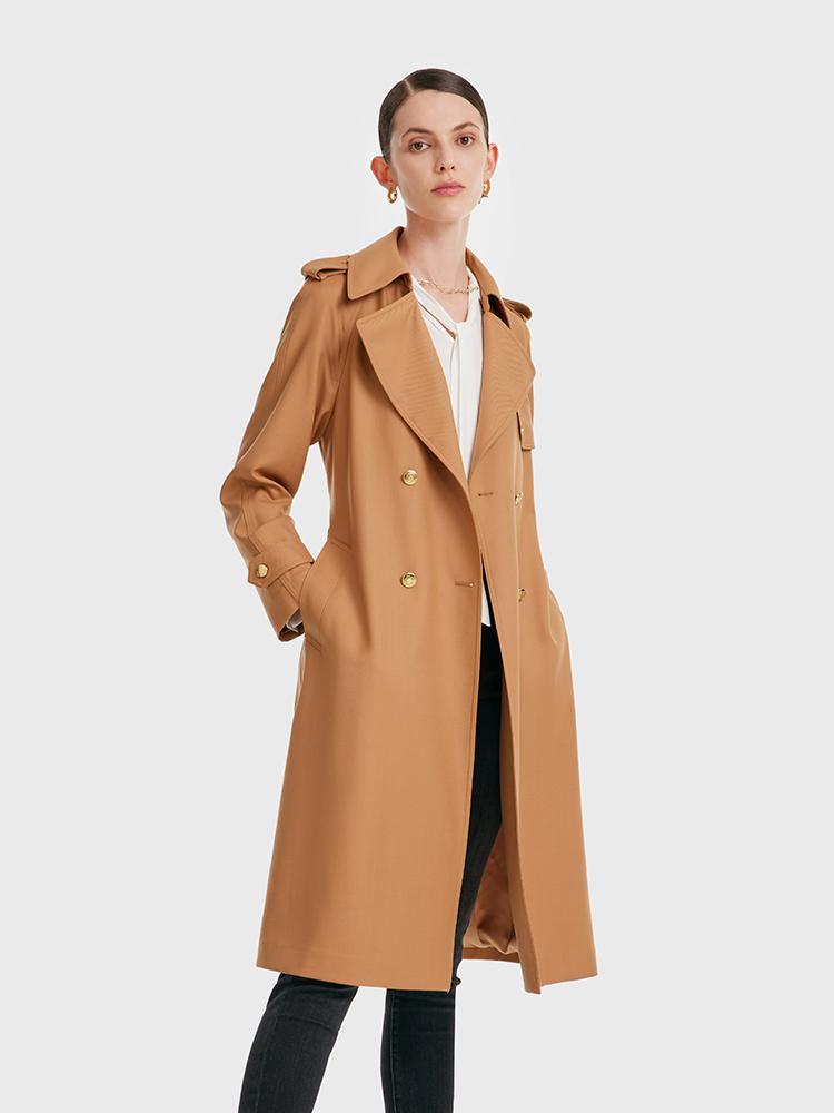 Worsted Wool Trench Coat GOELIA