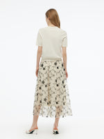 Tencel Blend Floral Jacquard Women Knit Top GOELIA