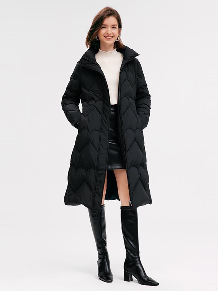 Black Long Goose Down Garment With Waist Pack GOELIA