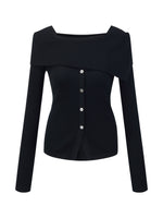 100% Wool Boat Neck Women Knit Top GOELIA