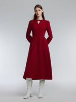 [Preview] Lyocell Wool Blend A-Line Women Belted Maxi Dress GOELIA