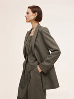 Plaid Notched Collar Women Blazer GOELIA