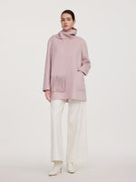 Tencel Wool Blend Double-Faced Women Coat With Fringe Scarf GOELIA