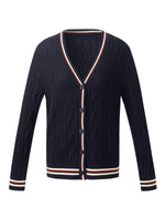 Wool Blend Contrast Trim Women Cardigan GOELIA