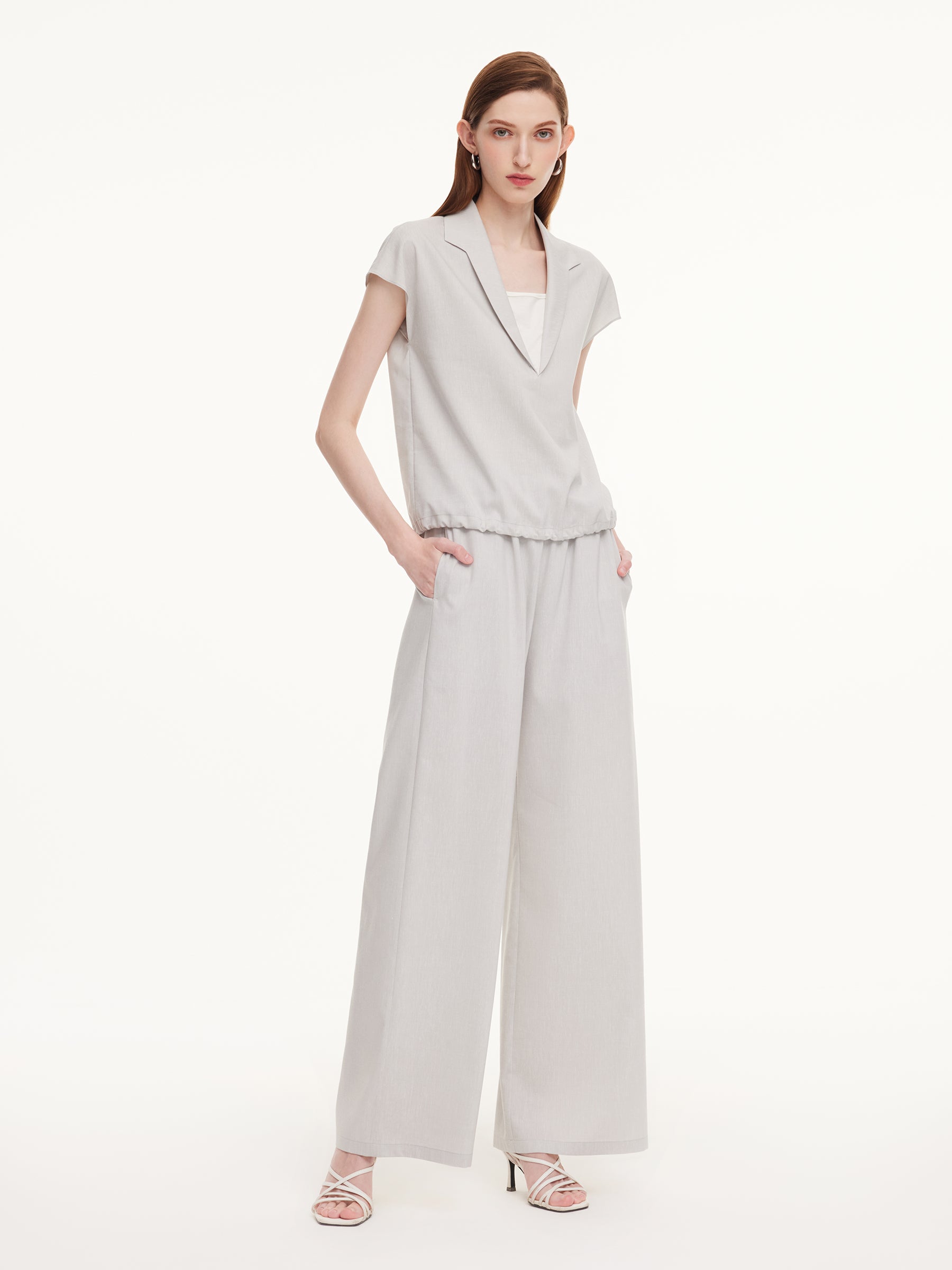 Tencel Linen Blend Top And Pants Two-Piece Set GOELIA