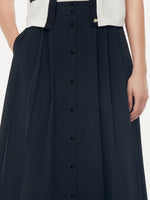 A Line Elastic Waist Pleat Women Maxi Skirt GOELIA