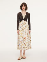 Tencel Blend Cardigan And Floral Print Strap Dress Two-Piece Set GOELIA