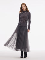 Velvet Stretch Women Mock Neck Top GOELIA
