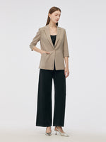 Machine Washable Wool Blend Women One Button Blazer GOELIA