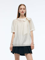 Tencel Blend Women Puff-sleeved Blouse GOELIA