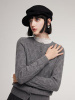 100% Cashmere Jacquard Women Cardigan GOELIA