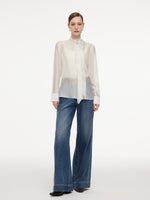 Ribbon Neck Women Shirt With Knit Camisole GOELIA