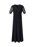 Slanted Placket Knit Top And A-Line Pleated Skirt Two-Piece Set GOELIA