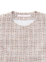 Wool Blend Textured Tweed Frayed Hem Women Jacket GOELIA
