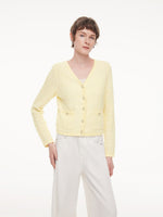 V-Neck Single-Breasted Women Textured Cardigan GOELIA