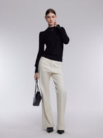 Wool Blend Mock Neck Women Sweater With Detachable Necklace GOELIA