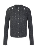 Alpaca Wool Blend Frayed Edges Women Open-Knit Cardigan GOELIA