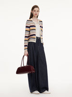 100% Cotton Multicolored Stripe Women Cardigan GOELIA