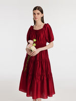 Tencel Ruffle Tiered Women Maxi Dress GOELIA