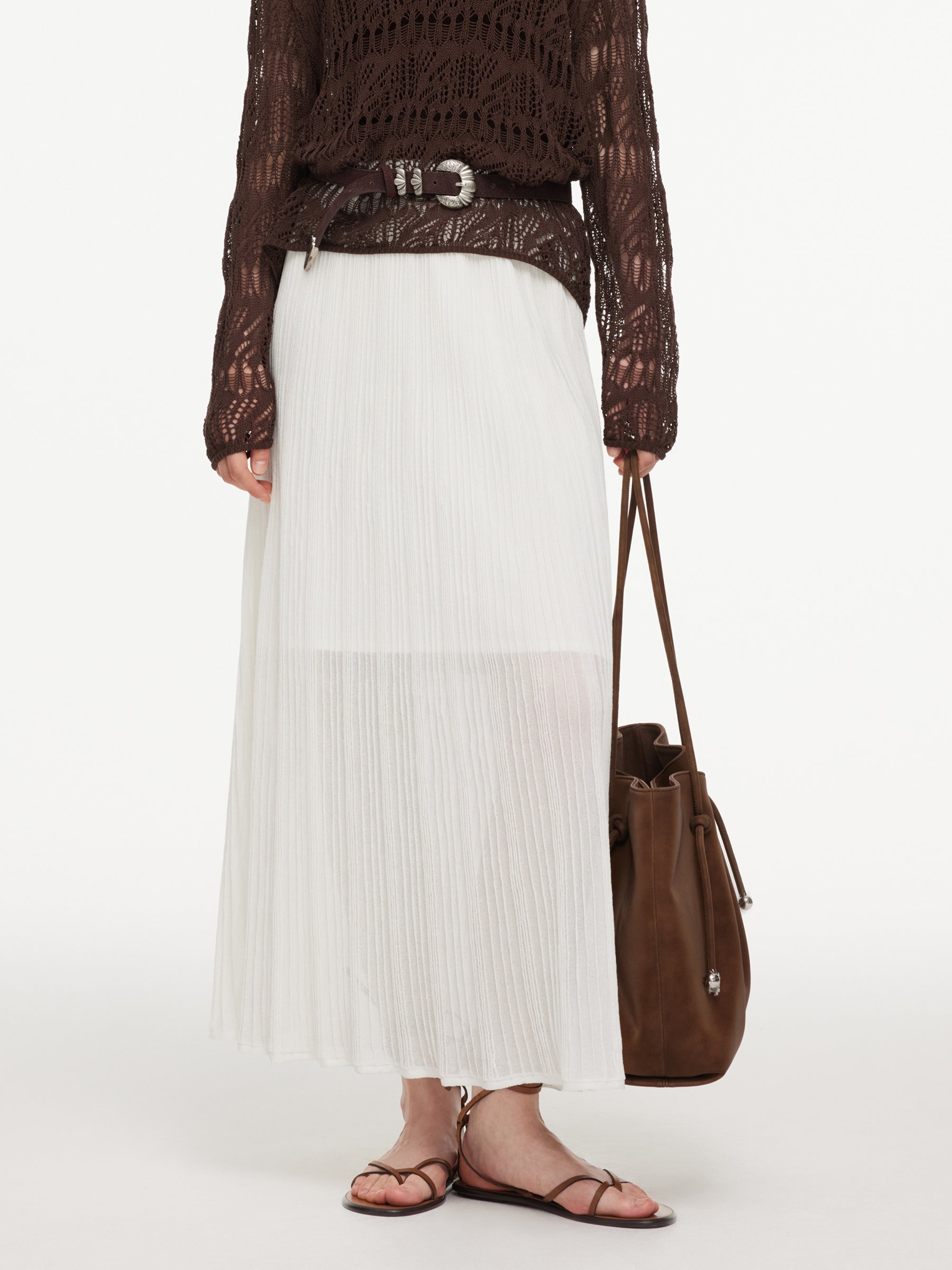 Elastic Waist Wrinkle-Resistant A-Line Women Knit Skirt GOELIA