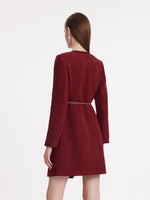 Single-Breasted Tweed Women Coat With Waist Pack GOELIA