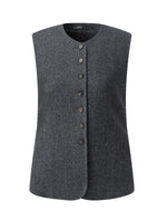 100% Washable Wool Women Button Down Vest GOELIA