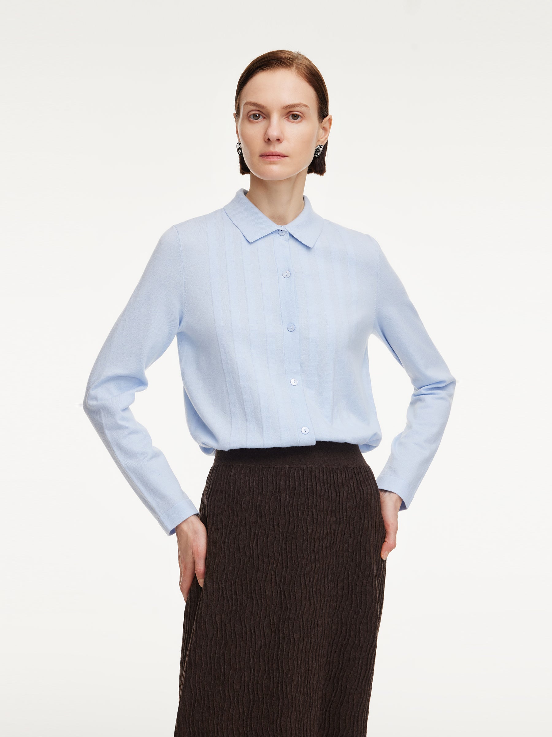 Tencel Wool Blend Women Shirt Cardigan GOELIA